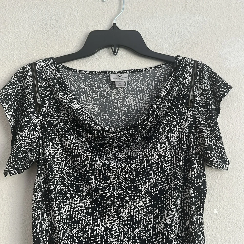 Worthington petite stretch shoulder zip cute blouse ps - Picture 3 of 6